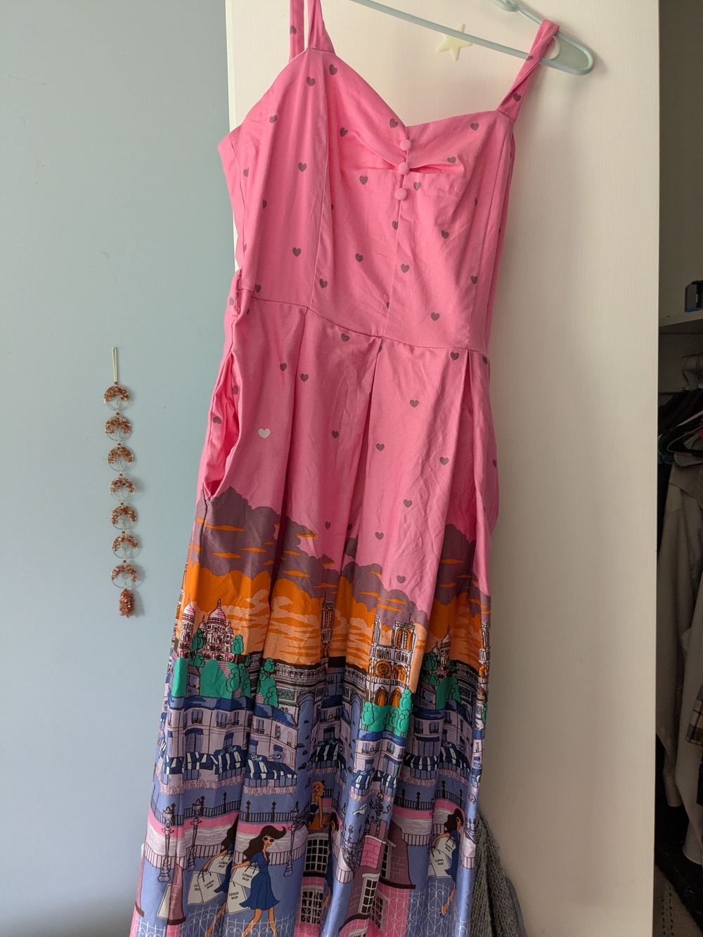 Lindy Bop Hot Pink Polka Heart Print Dress